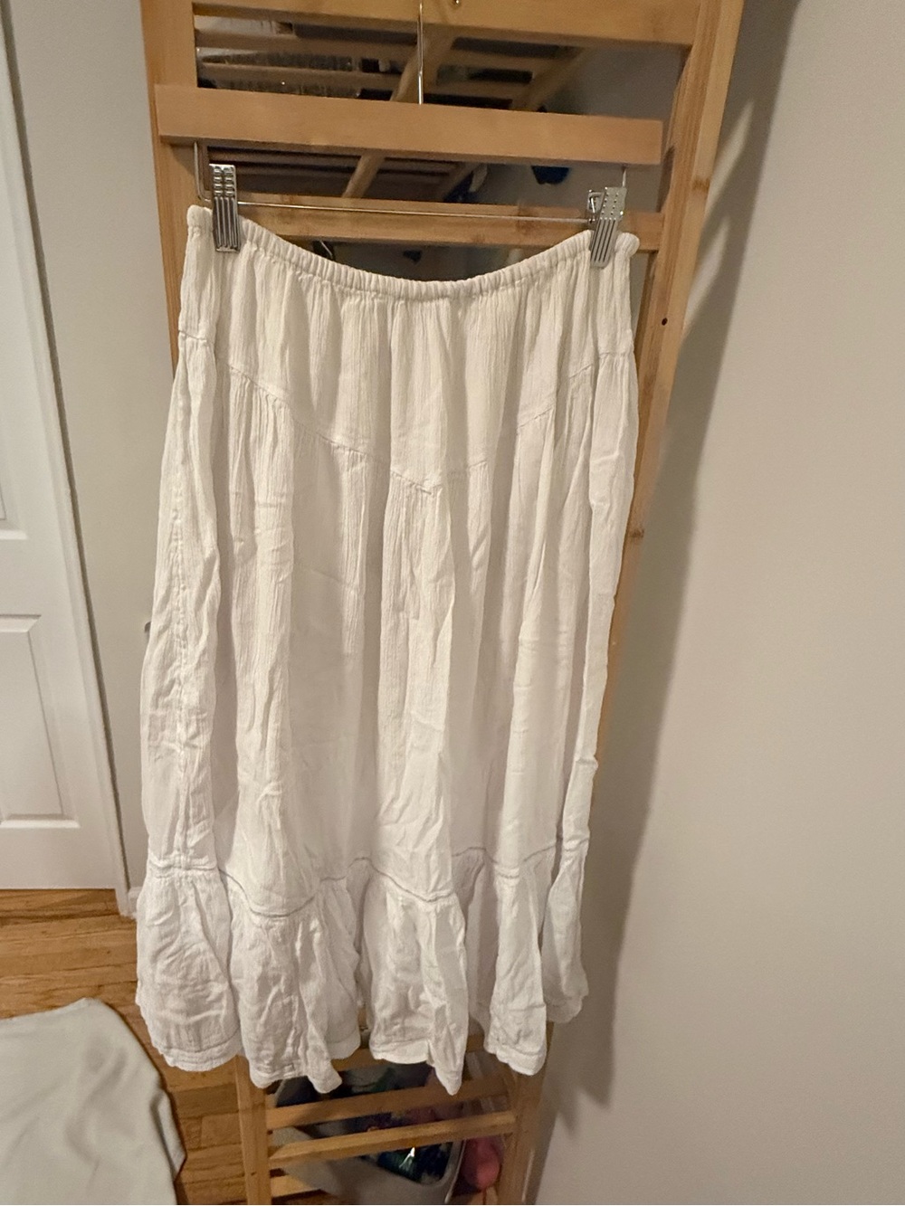 aerie White Tiered Maxi Skirt - Flowing Boho Style
